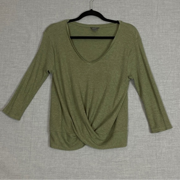 Eddie Bauer Cross Front Thermal Shirt XS Green Three Quarter Sleeve - Picture 10 of 10